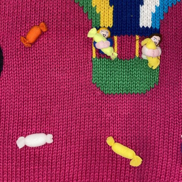 Cotton Salsa 3D Knit Cardigan Sweater Hot Air Balloons Peru Size Large/X-Large - Picture 7 of 16